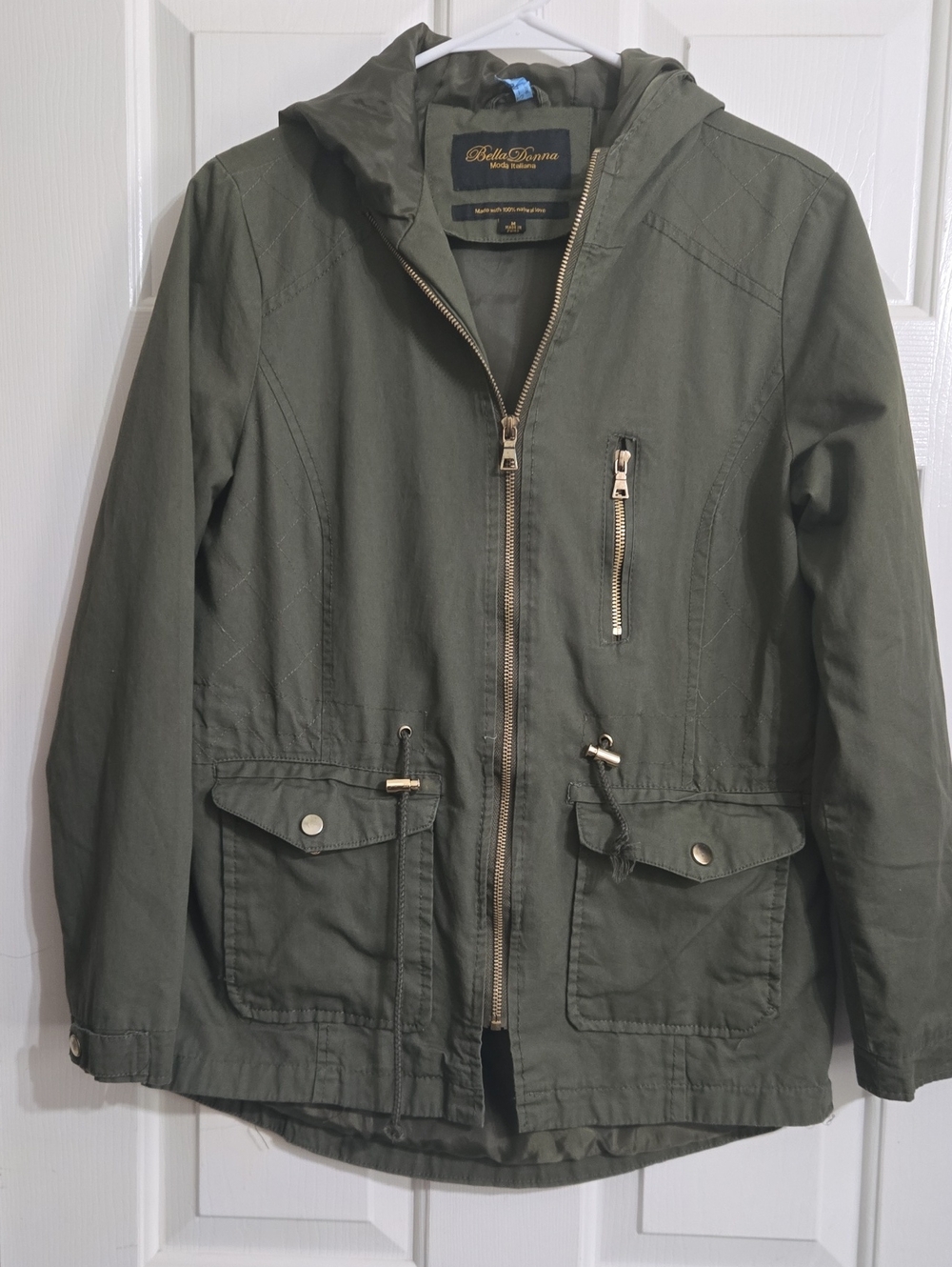 Bella D. Hooded Utility Jacket in Olive